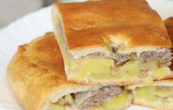 Step-by-step recipe for a pie with meat and potatoes in the oven How to make a pie with potatoes and meat